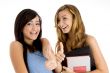 laughing students showing thumbs up
