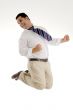 successful businessman jumping high