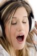 woman listening to music with closed eyes