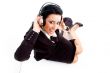 young businesswoman wearing headphone