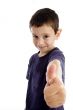 school boy showing thumbs up