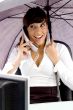 female accountant communicating on phone
