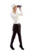 side pose of woman viewing through binoculars
