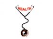 stethoscope and health text