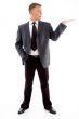 standing man looking at his palm