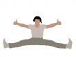 man with stretched legs and thumbs up