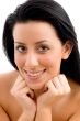 smiling young woman with white background