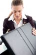 woman looking into suitcase