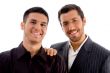 happy businesspeople standing together