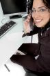 smiling woman talking on phone
