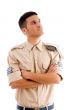 young soldier with crossed arms