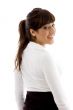 side view of smiling female accountant