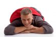man in sleeping bag lying