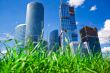 Skyscrapers and grass