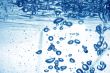Blue water with bubbles