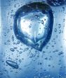 Blue water with bubbles