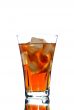 ice filled soft drink isolated on white