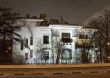 Modern style building in Moscow. Night view.