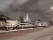 Moscow night view with bridge and `stalin` scyscraper