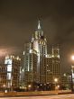 Moscow large apartment house night view