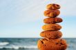 Red stone tower on a beach
