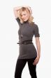 Woman in grey sweater