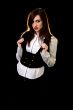 Woman in black and white outfit