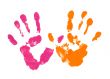 Colored fingers on the white