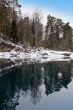 Nonfreezing Blue lake in Mountain Altai. Siberia.