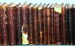 Row of old books cover spines
