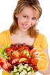 Happy girl with her salad