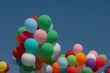 Countless colorful balloons in deep blue sky