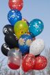 Countless colorful balloons in deep blue sky