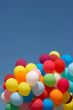 Countless colorful balloons in deep blue sky