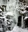 Frozen waterfall with icicles