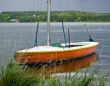 Orange boat on the lake