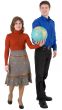 Man and woman hold globe