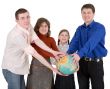 Family and terrestrial globe