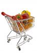 Shopping trolley with fruits and vegetables