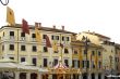 Sarzana - Buildings, flags and carousel