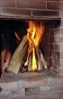 Burning wood in fireplace