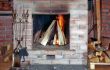 Fireplace with fire irons