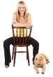 Portrait of beautiful blonde woman with dog