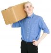Man hold cardboard