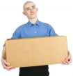 Man and cardboard