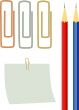 Clips, paper, pencils