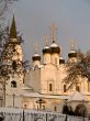 Orthodox church in Moscow on sunset