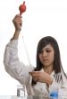 Female student at the education in chemistry