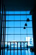 Silhouette at office building