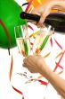 Party with champagne and carnival decoration